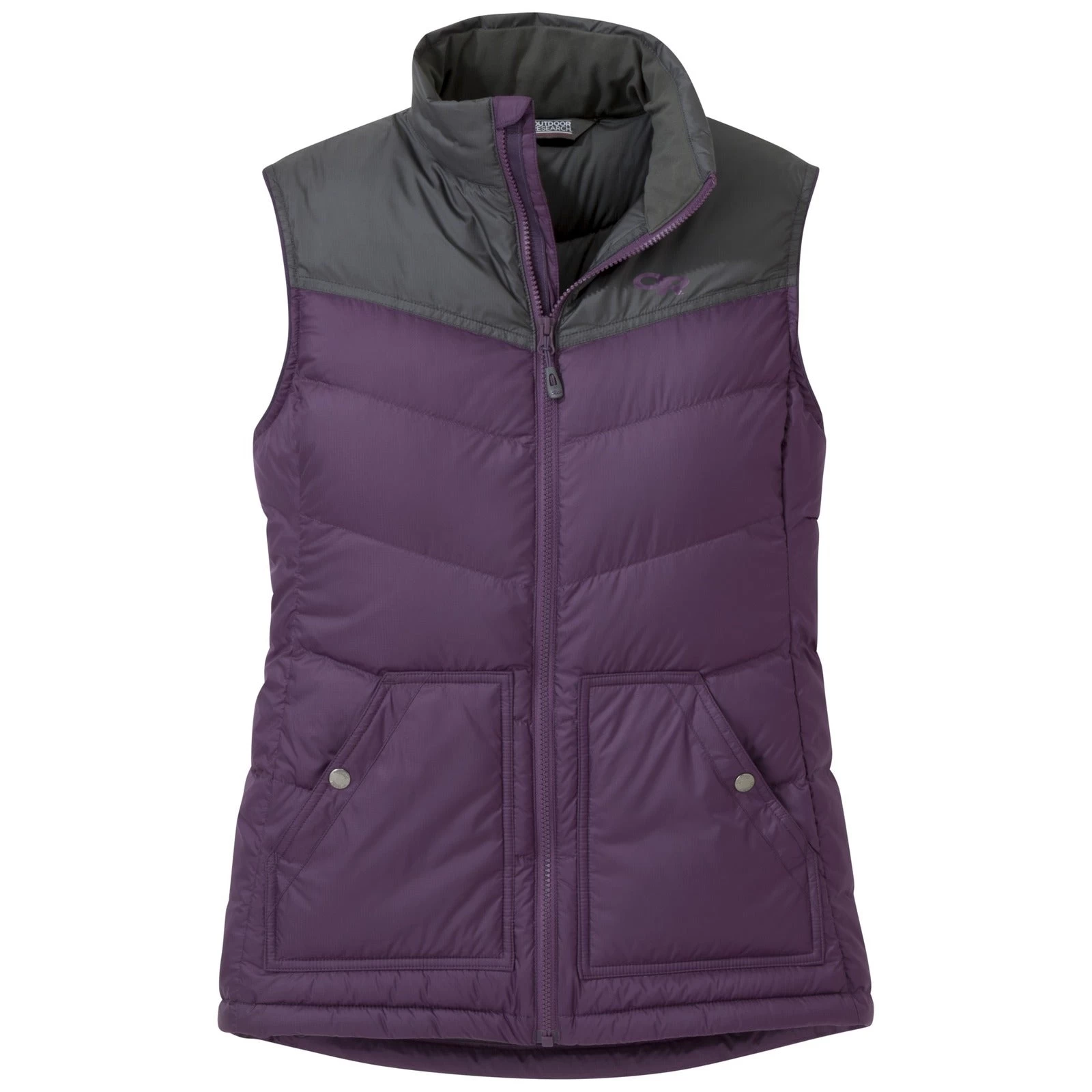 Outdoor Research Transcendent Womens Down Vest - Plum/Storm 3 Outdoor Research Transcendent Womens Down Vest - Plum/Storm