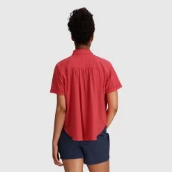 Outdoor Research Astroman Womens Short Sleeve Sun Shirt -Outdoor Sport Store Outdoor Research Womens Astroman SS Shirt Rhubarb 02