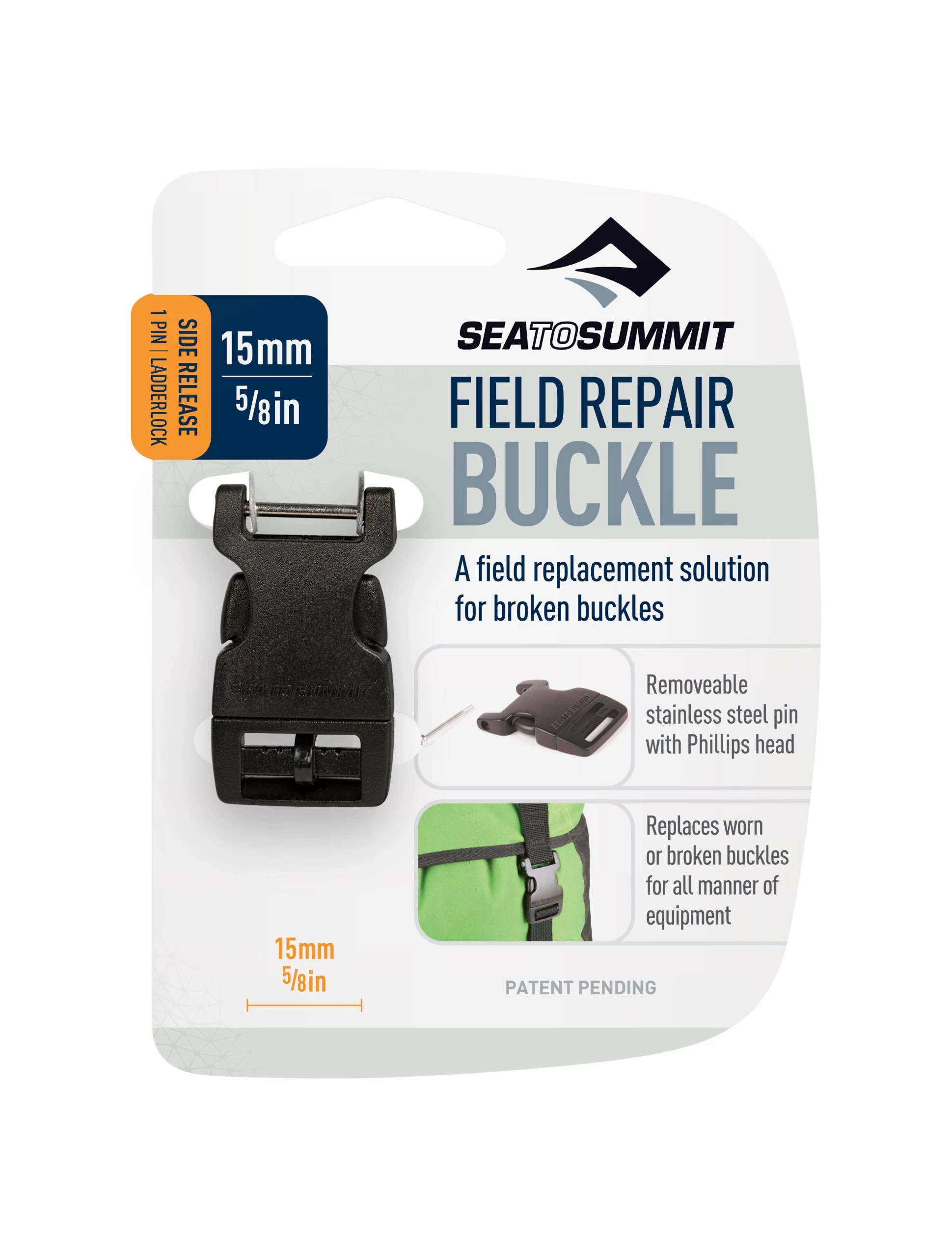 Sea To Summit 1 Pin S-Release Field Repair Buckle - 15mm 2 Sea To Summit 1 Pin S-Release Field Repair Buckle - 15mm